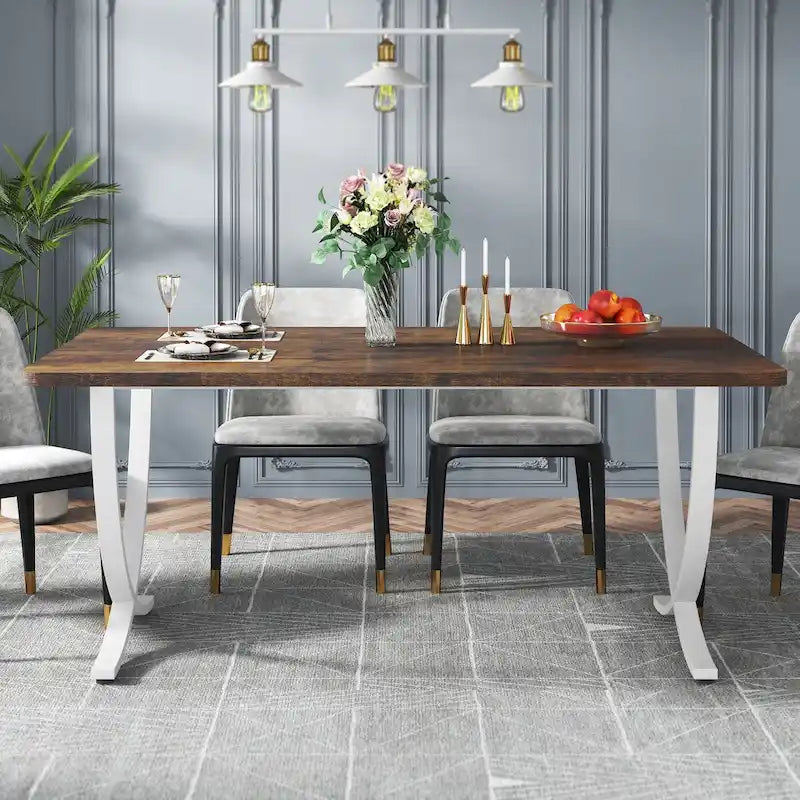 63 Inch Rustic Rectangular Dining Table for 4 to 6