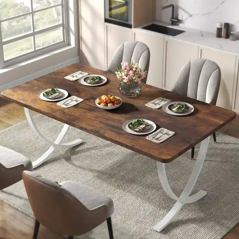 63 Inch Rustic Rectangular Dining Table for 4 to 6