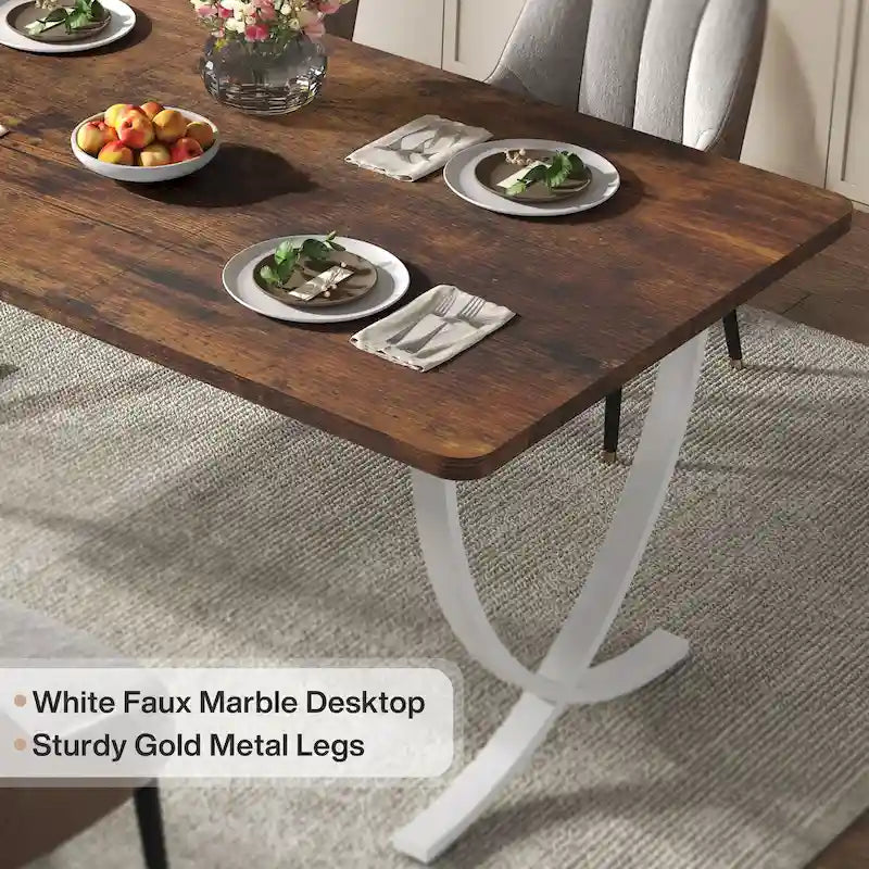 63 Inch Rustic Rectangular Dining Table for 4 to 6