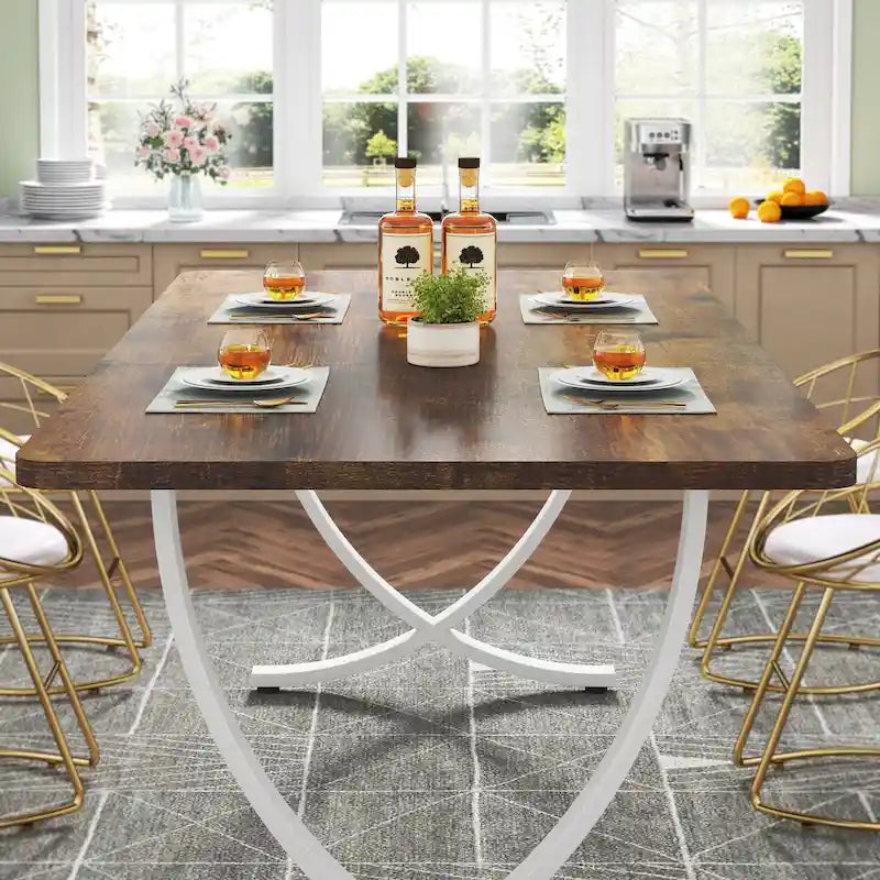 63 Inch Rustic Rectangular Dining Table for 4 to 6